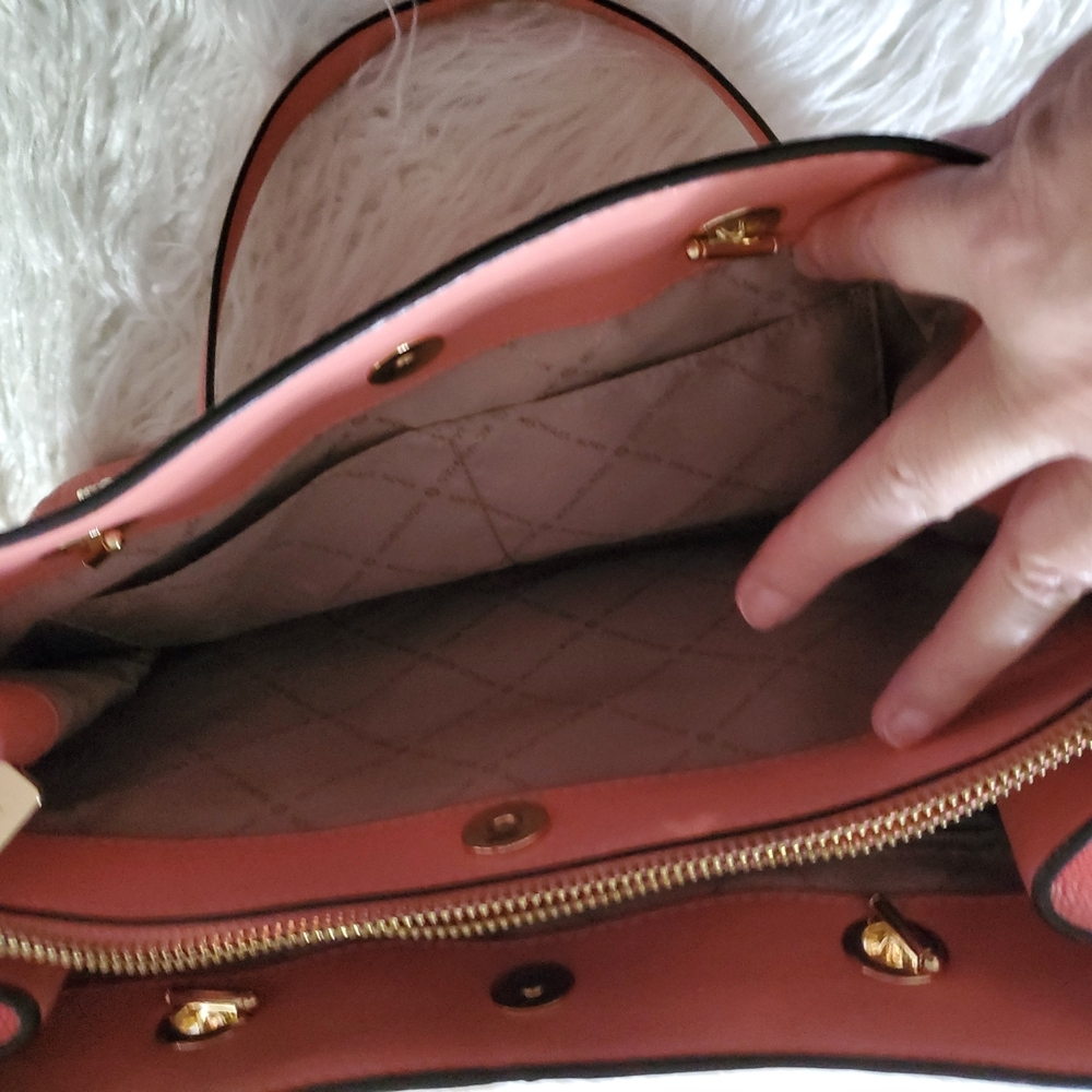 Michael Kors Coral Leather Tote Bag - Picture 8 of 12